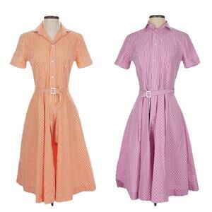 Ralph Lauren Shirt Dress Short Sleeve ShirtDress Lot Pink Orange Button Up